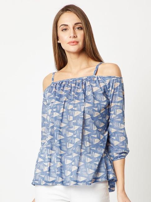 miss chase blue printed top