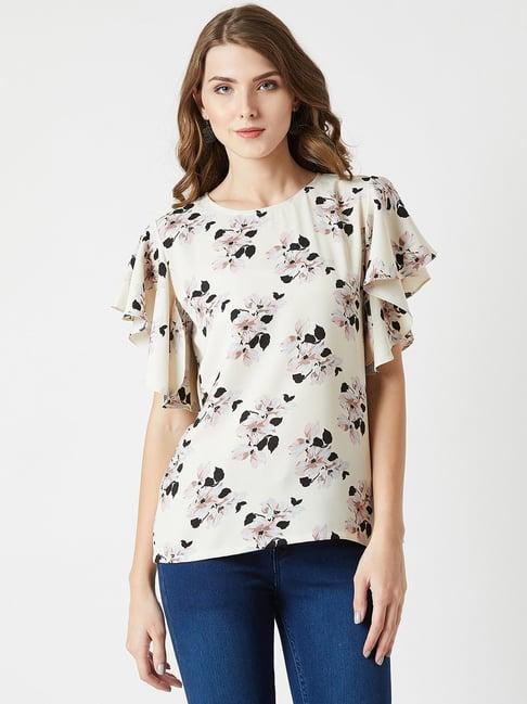 miss chase cream floral print top