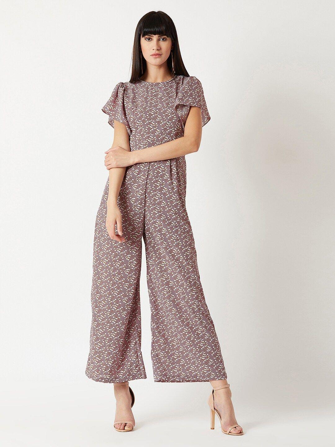 miss chase grey & white printed basic jumpsuit