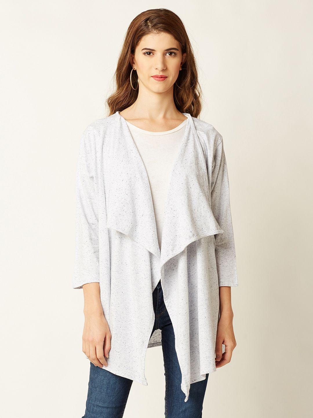 miss chase grey solid open front shrug
