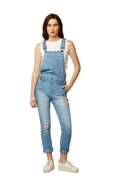 miss chase light blue distressed dungaree