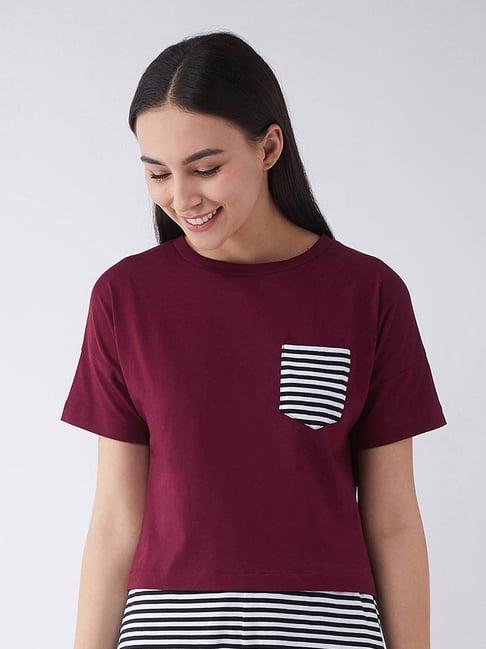 miss chase maroon cotton t-shirt