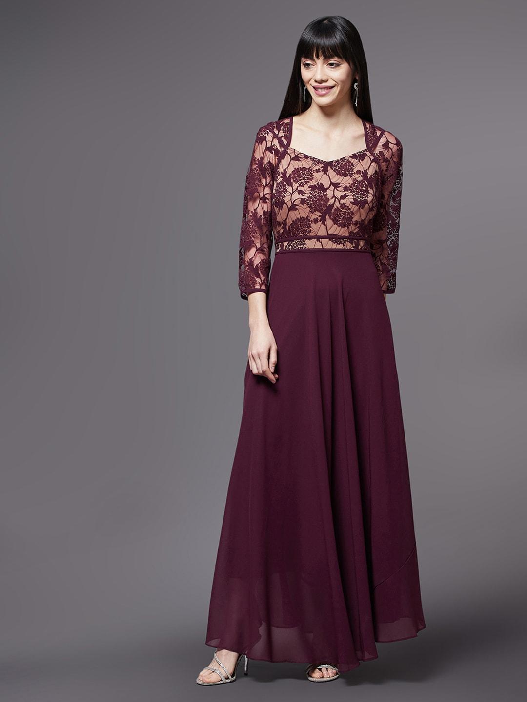 miss chase maroon floral maxi dress