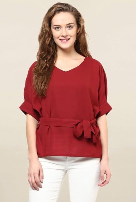 miss chase maroon solid top