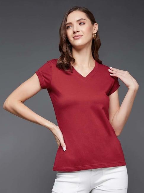 miss chase maroon top