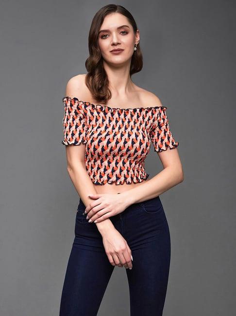 miss chase multicolor geometric print crop top