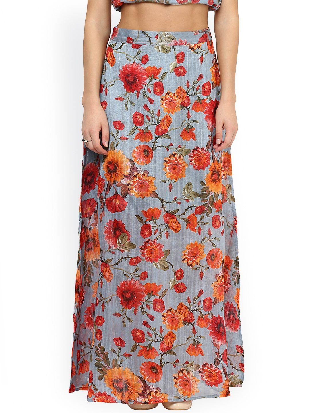 miss chase multicoloured floral print maxi skirt