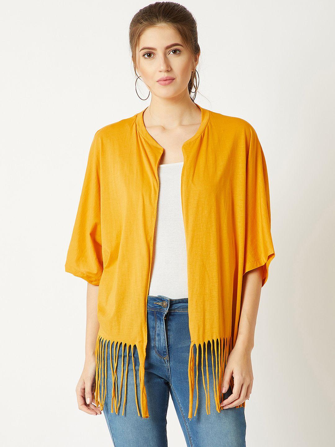 miss chase mustard solid open front shrug