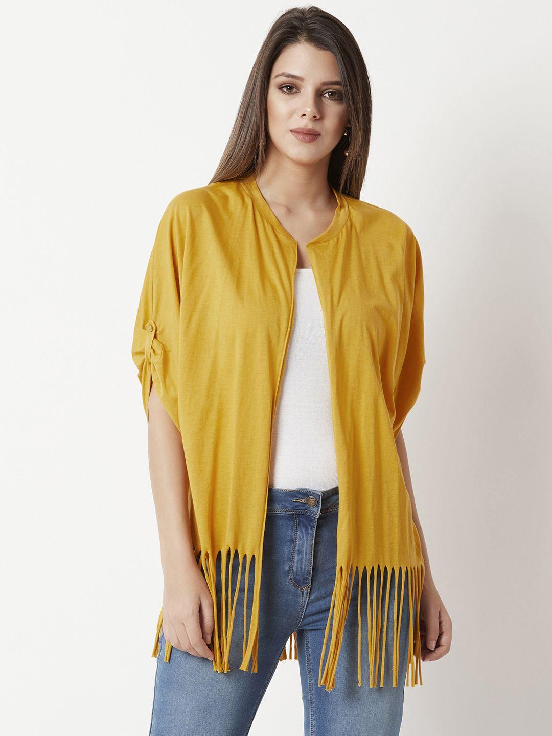 miss chase mustard solid open front shrug