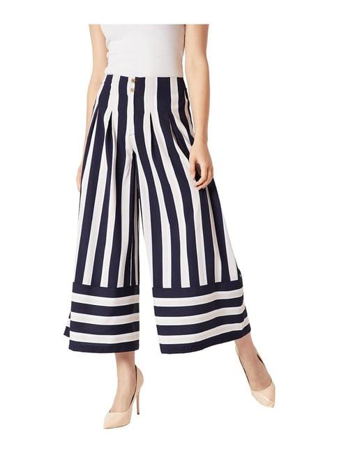 miss chase navy & beige striped pants