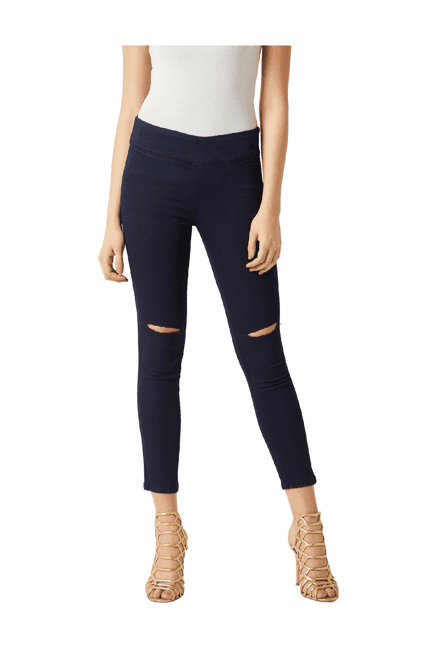 miss chase navy distressed high rise jeggings