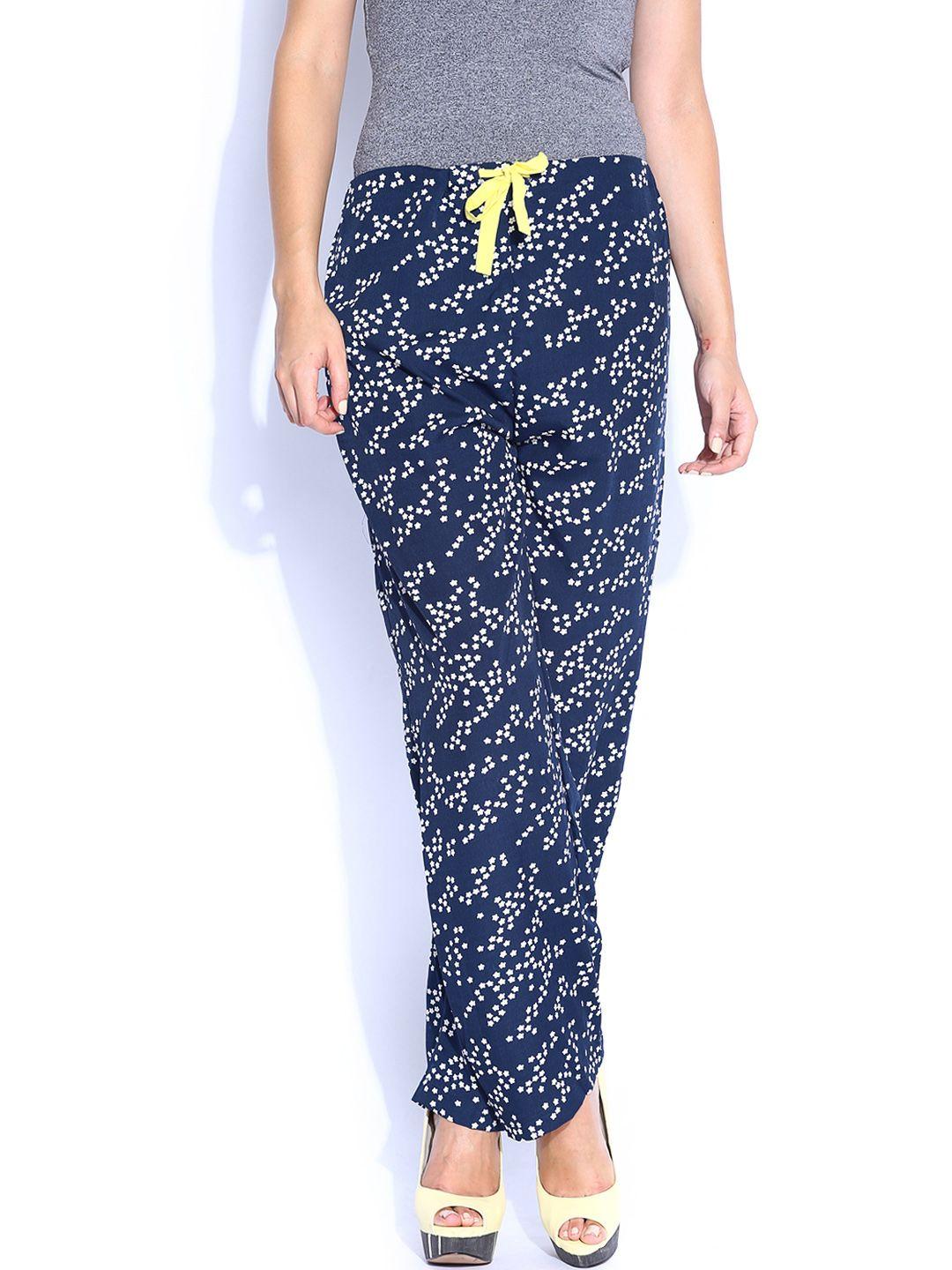 miss chase navy printed trousers