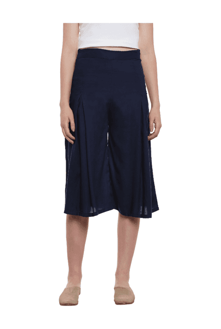 miss chase navy relaxed fit culottes