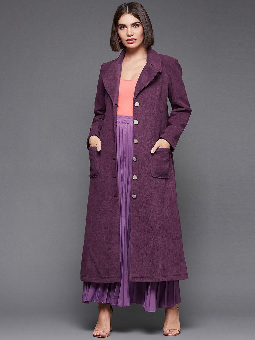 miss chase notched lapel longline overcoat