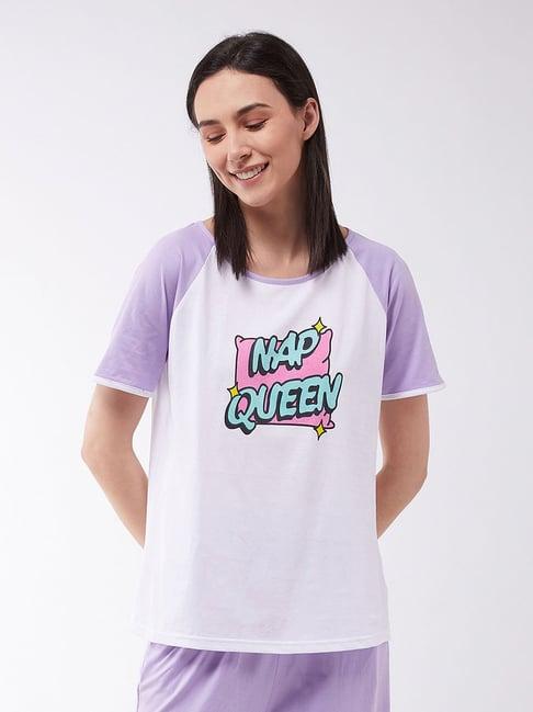 miss chase off white & lilac graphic print t-shirt