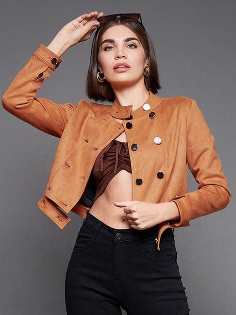 miss chase orange relaxed fit cropped jacket
