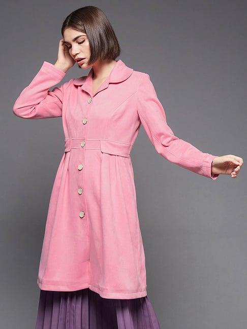 miss chase pink relaxed fit longline knee-long coat