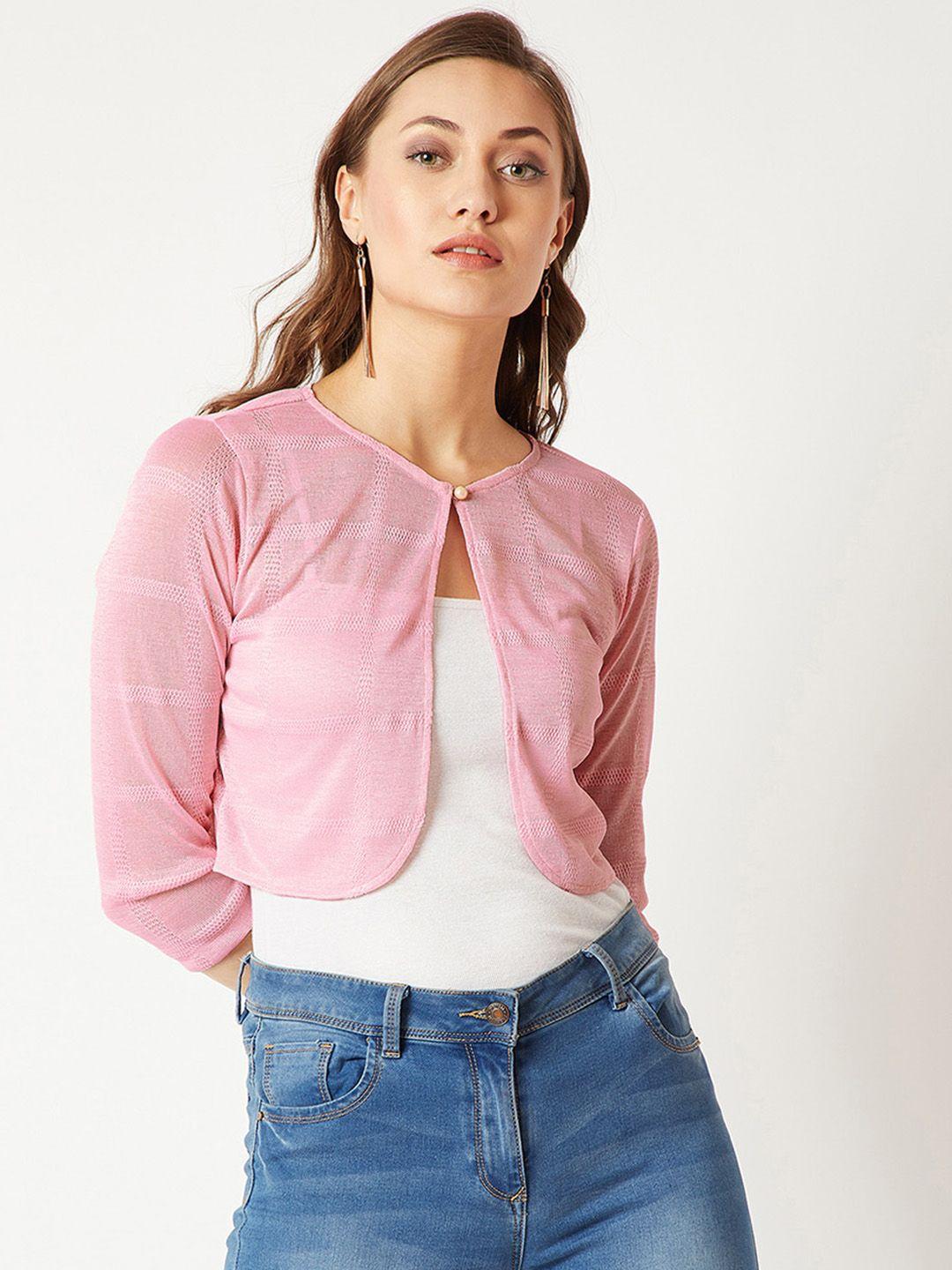 miss chase pink solid open front shrug