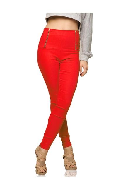 miss chase red high rise jeggings