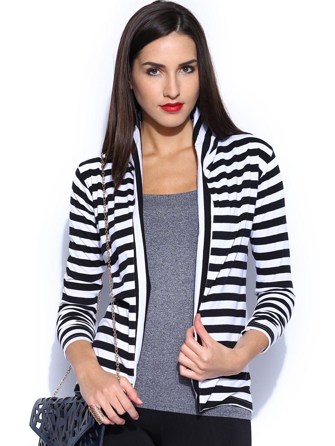 miss chase striped open-front shrug