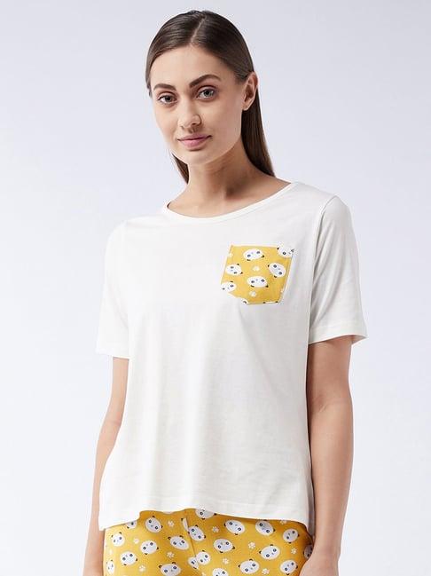 miss chase white cotton printed t-shirt