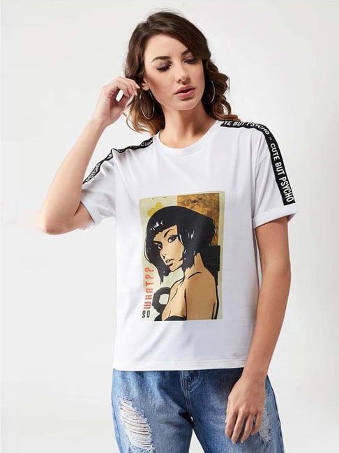 miss chase white printed t-shirt
