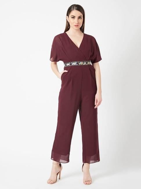 miss chase wine maxi jumpsuit