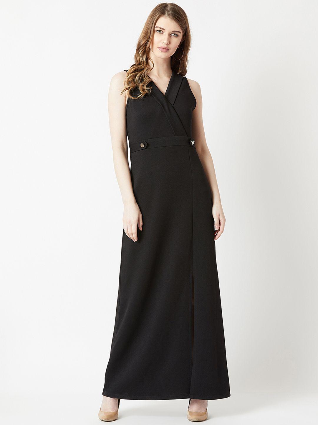 miss chase women black solid maxi dress