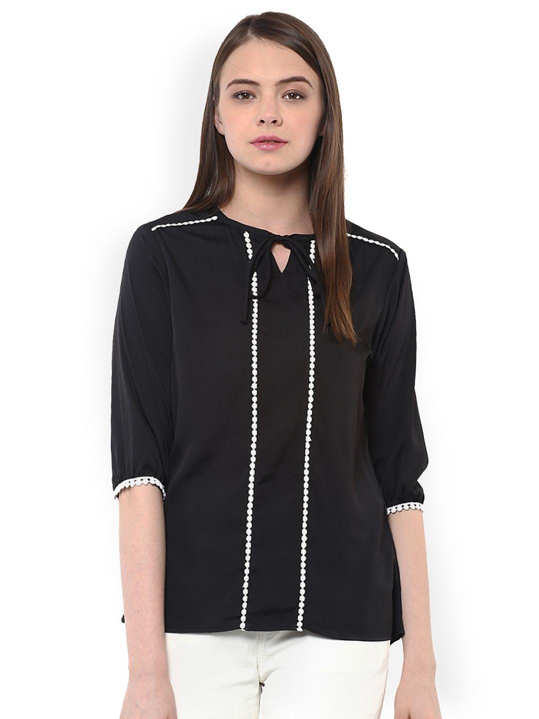 miss chase women black solid top