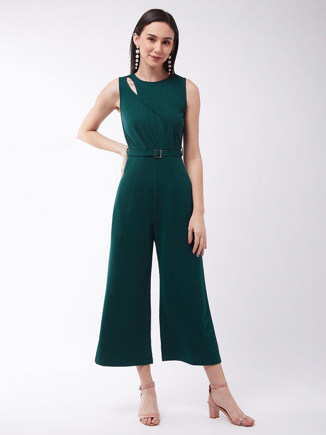 miss chase women green solid jumpsuit