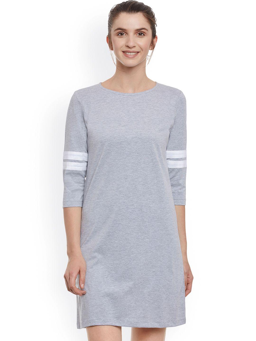 miss chase women grey solid t-shirt dress