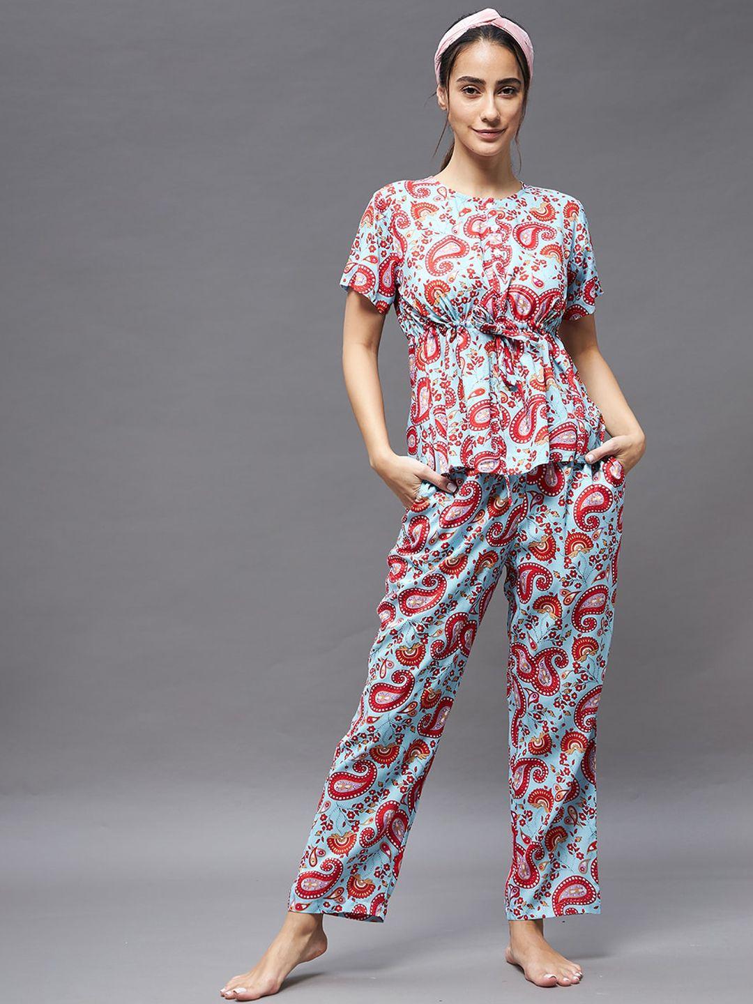 miss chase women printed polyester night suit