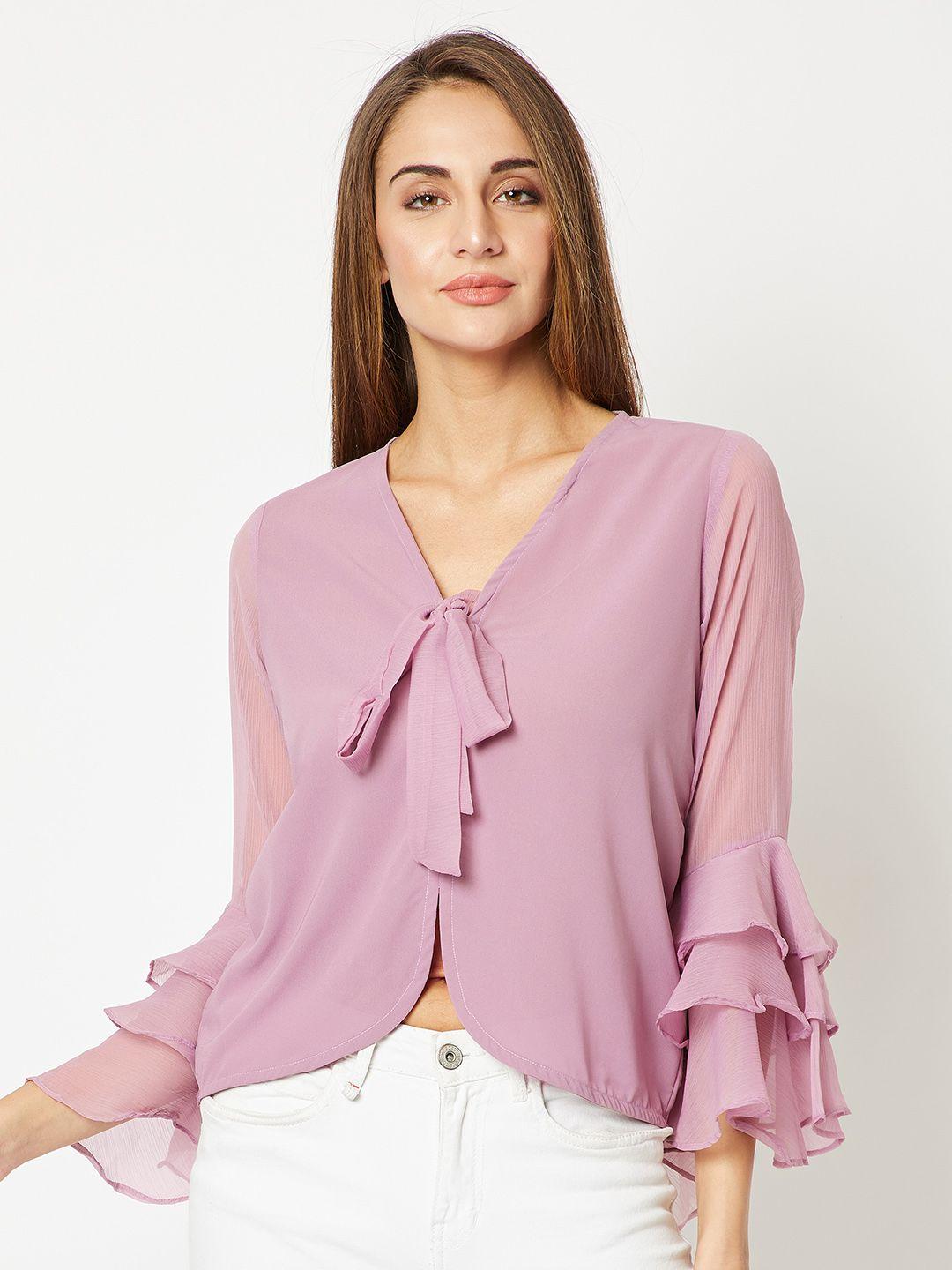 miss chase women purple solid top