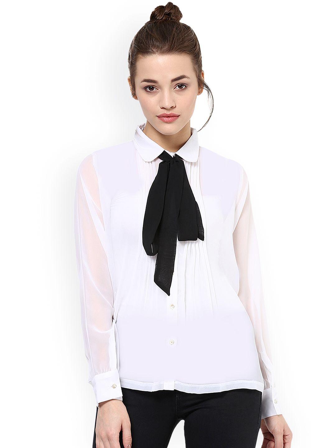 miss chase women white solid shirt
