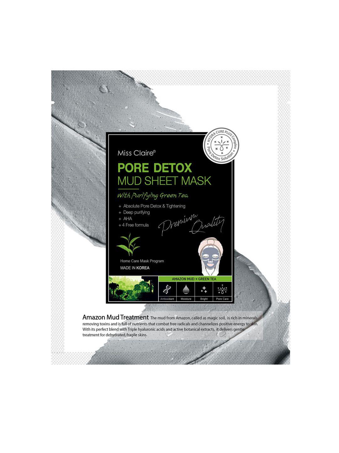 miss claire pore detox mud sheet mask with purifying green tea