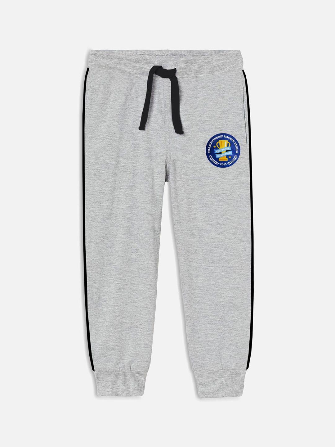 miss & chief boys grey solid pure cotton joggers