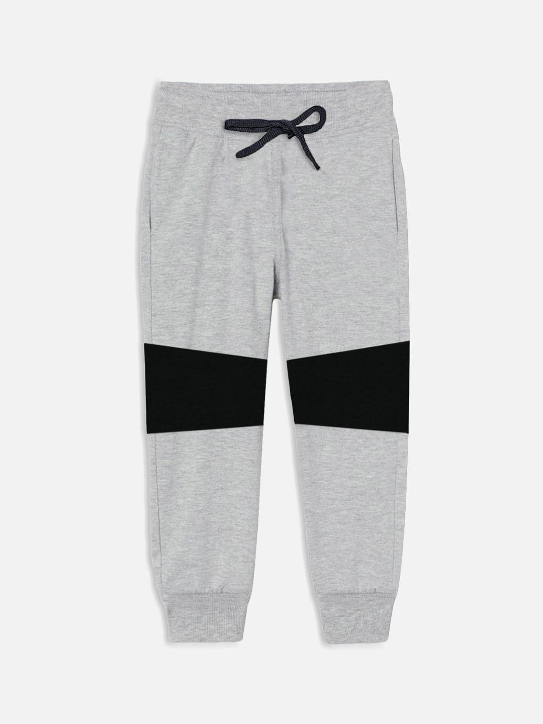 miss & chief boys grey solid pure cotton joggers