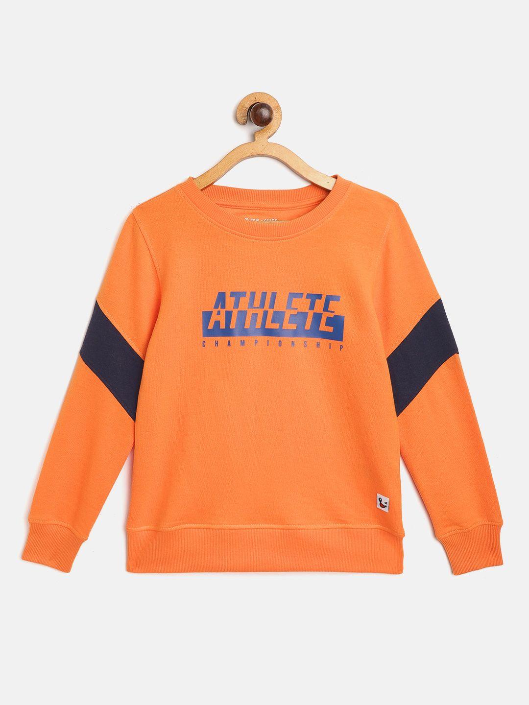 miss & chief boys orange & blue typography print sweatshirt