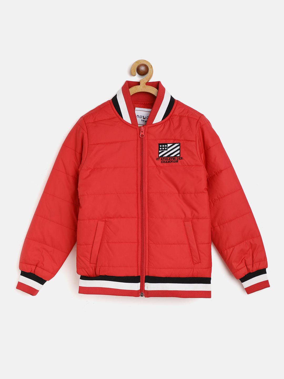 miss & chief boys red solid bomber jacket