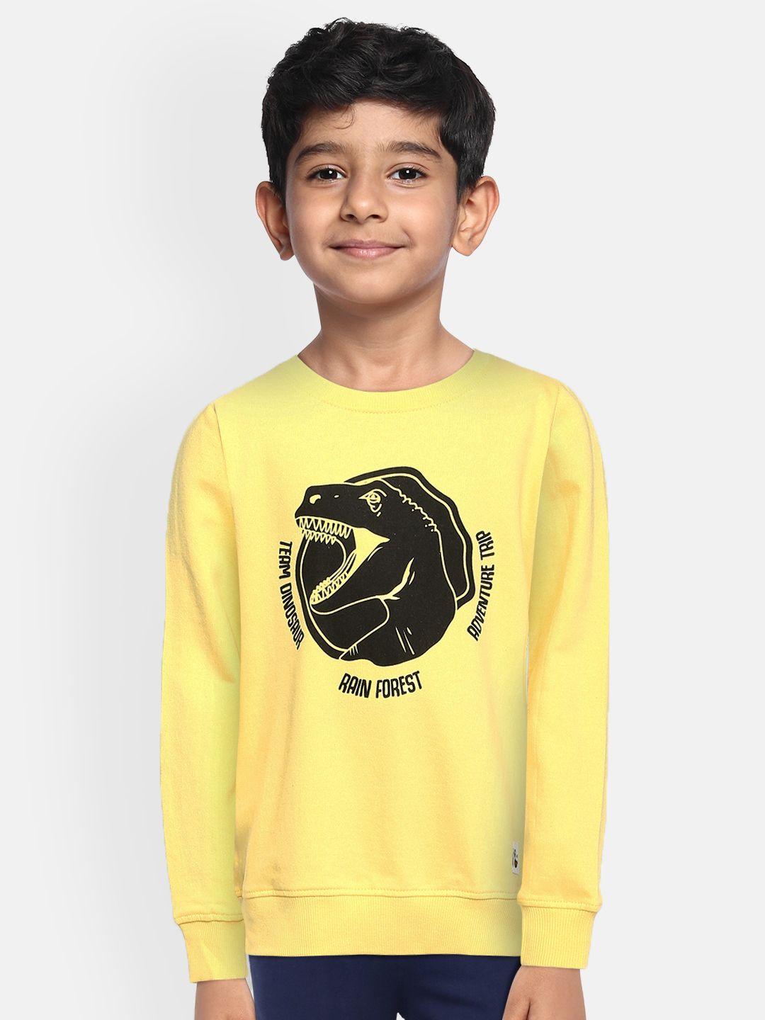 miss & chief boys yellow graphic printed pure cotton sweatshirt