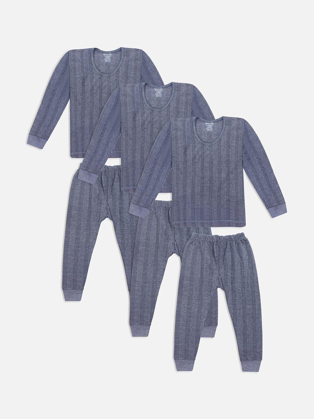 miss & chief kids blue pack of 3 ribbed thermal set