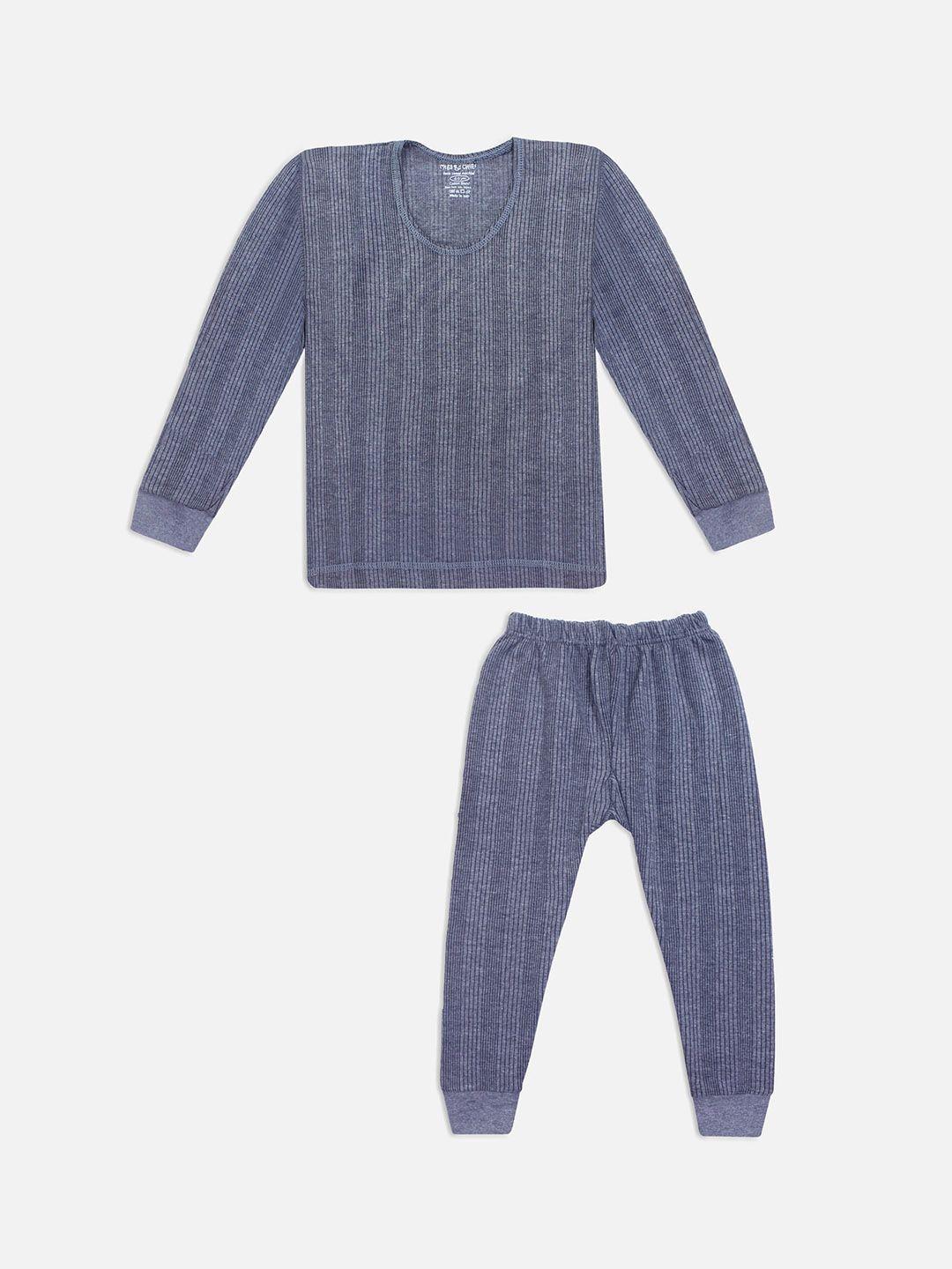 miss & chief kids blue striped thermal sets