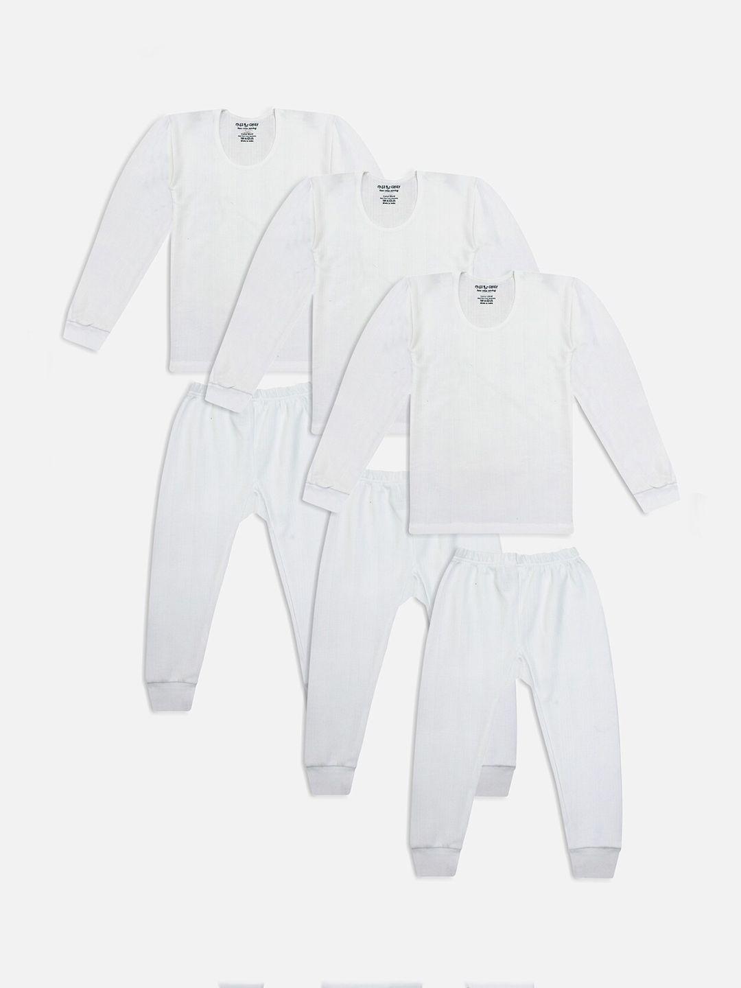 miss & chief kids off-white pack of 3 ribbed thermal set