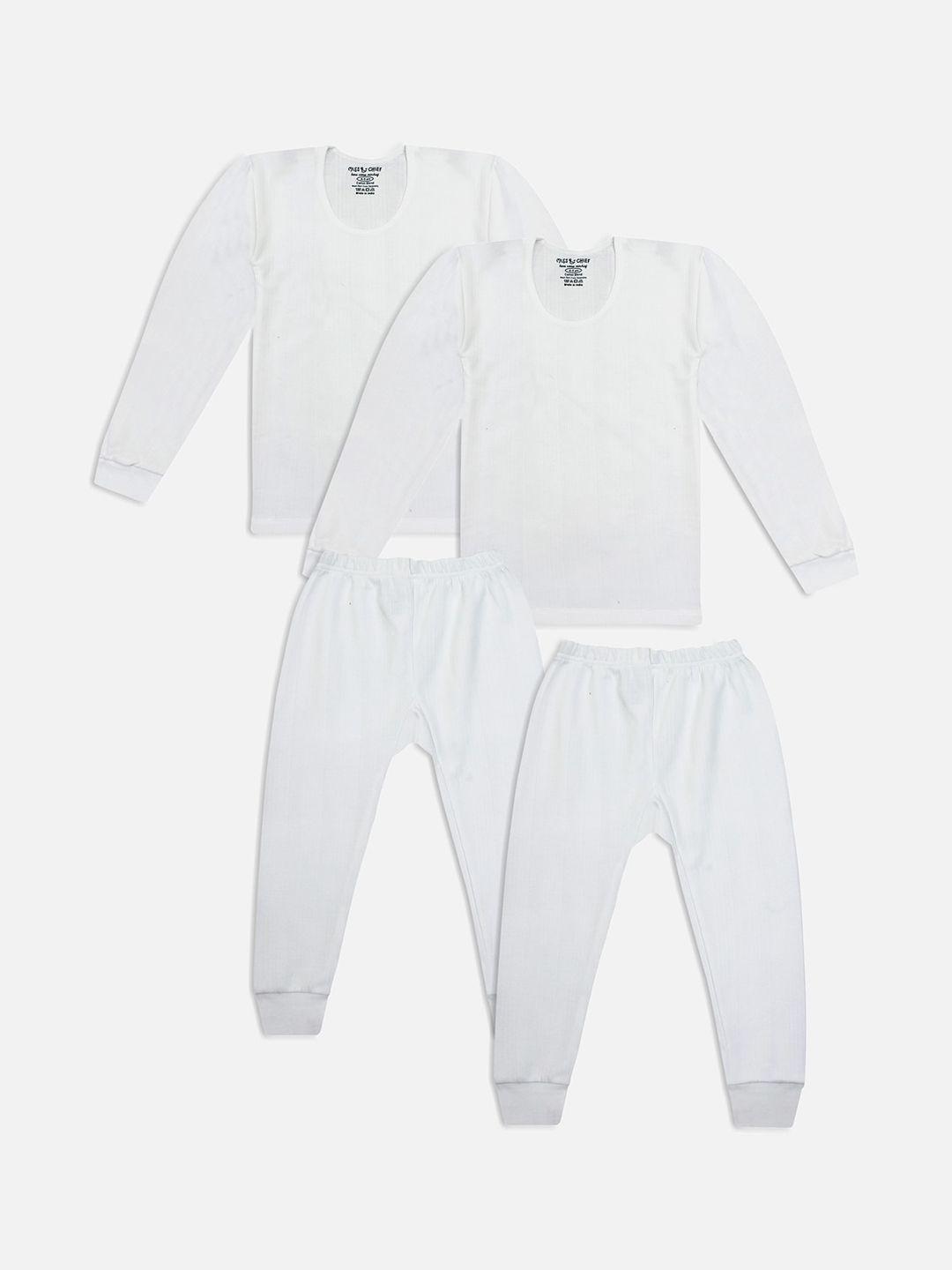 miss & chief kids pack of 2 off-white striped thermal sets