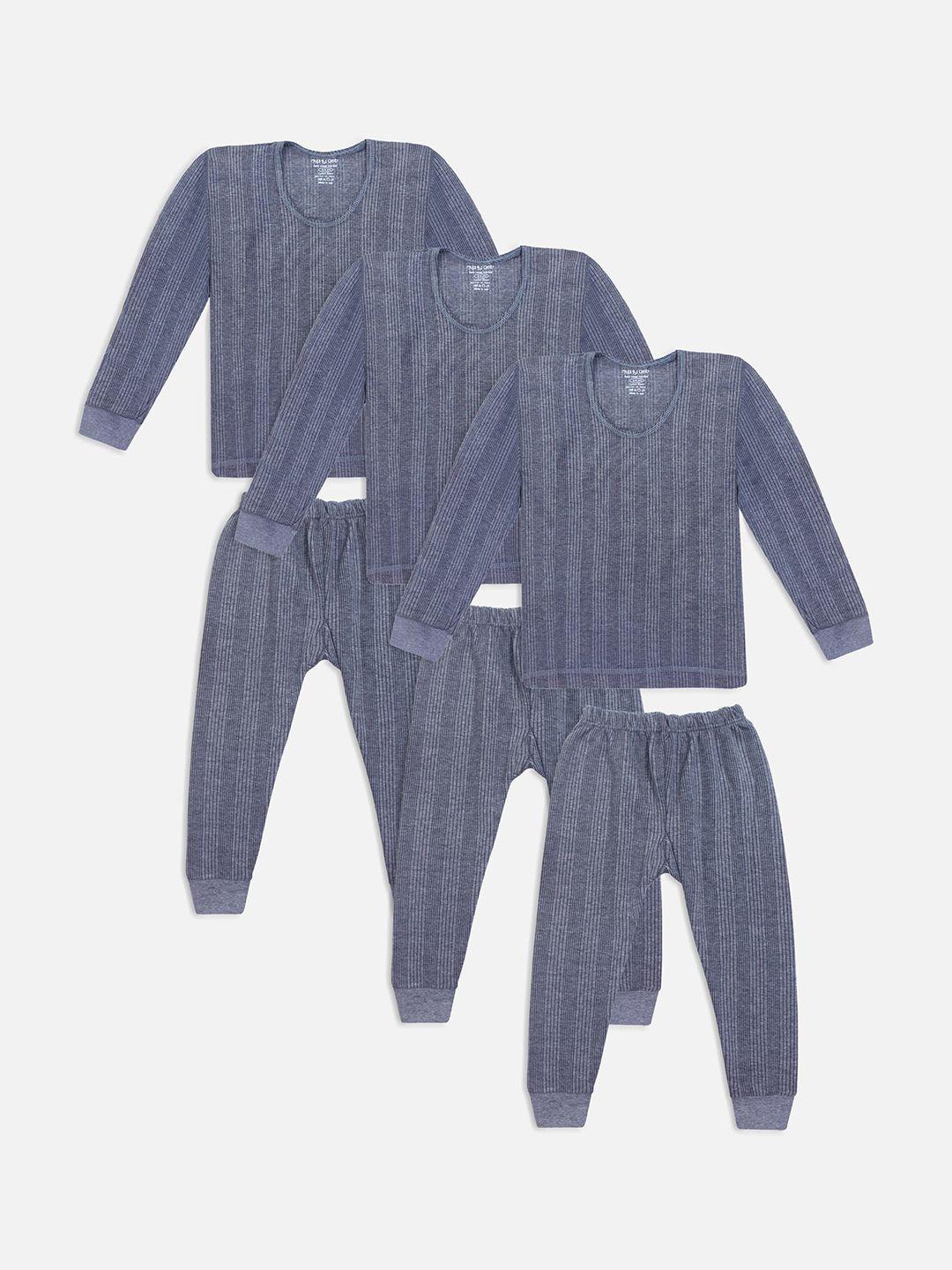 miss & chief kids pack of 3 striped cotton thermal set