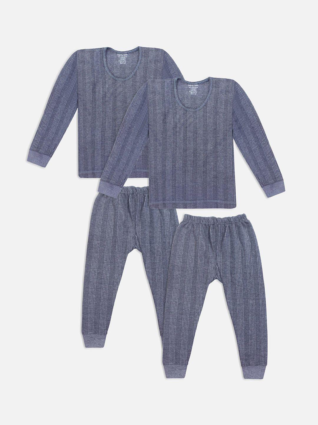 miss & chief unisex kids blue set of 2 striped thermal set