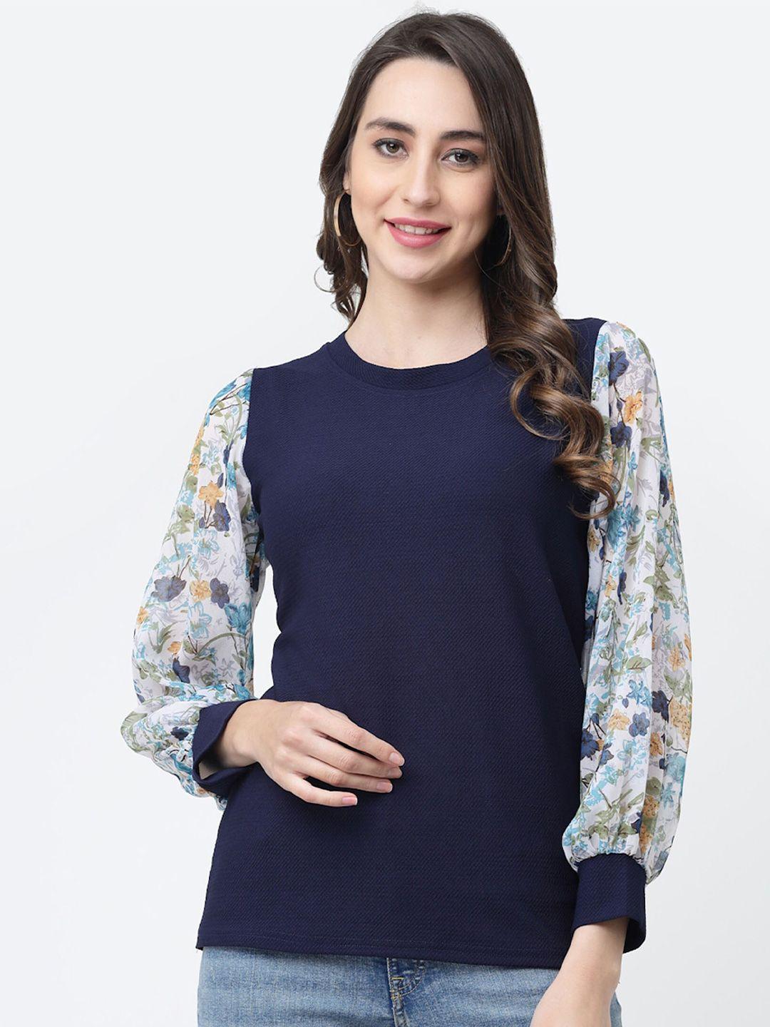 miss ayse floral print styled back top