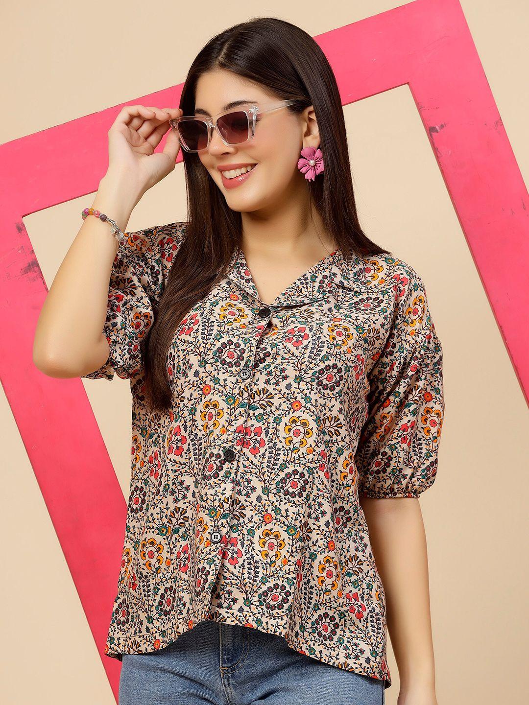 miss ayse floral printed crepe shirt style top