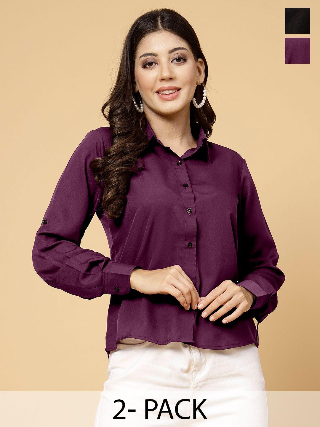 miss ayse pack of 2 classic spread collar shirts