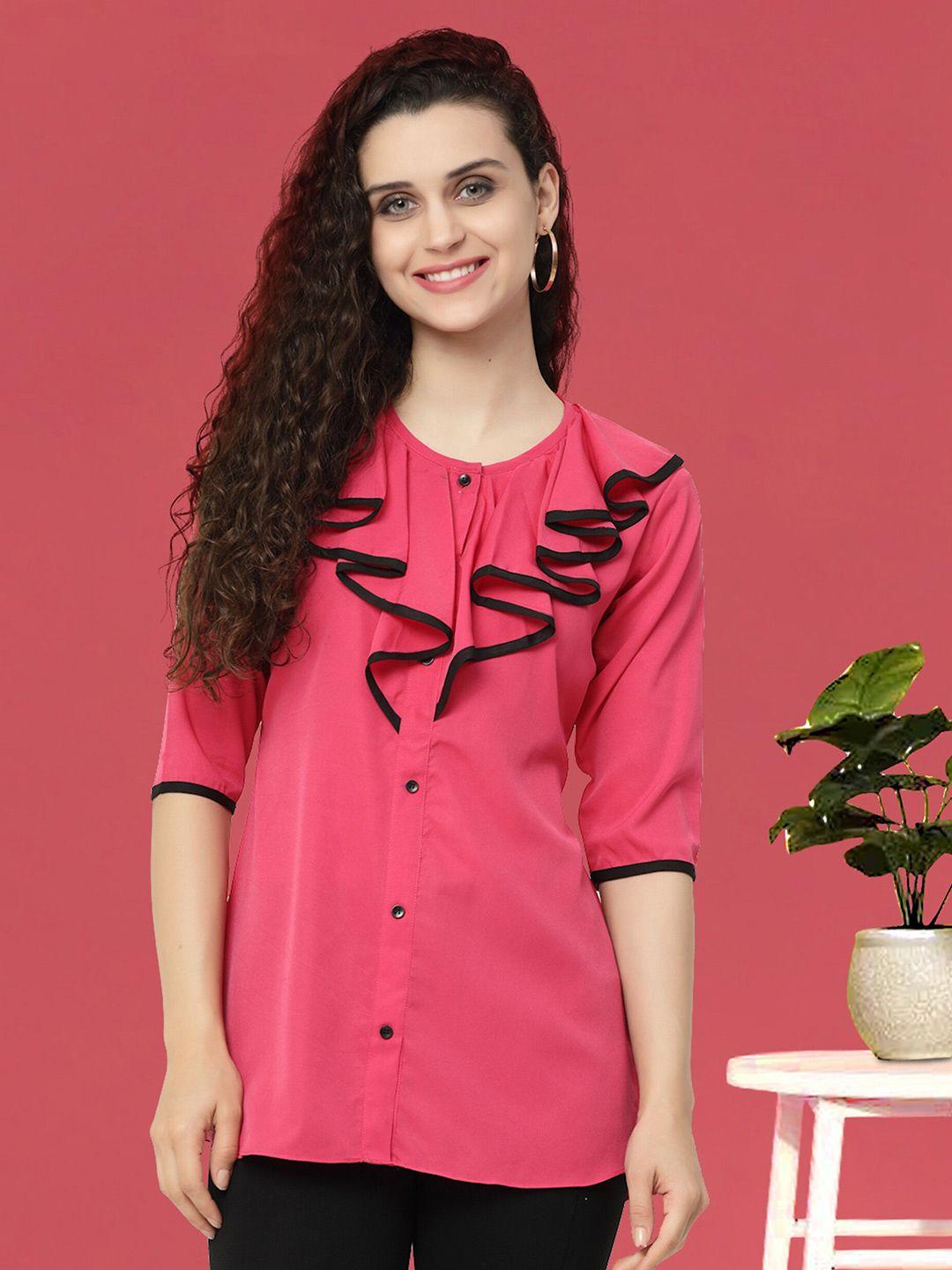 miss ayse pink crepe shirt style top